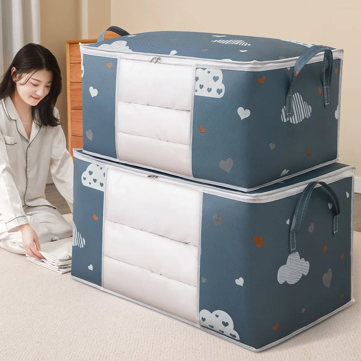 Large Capacity Foldable Storage Bags – Clothes, Bedding & More